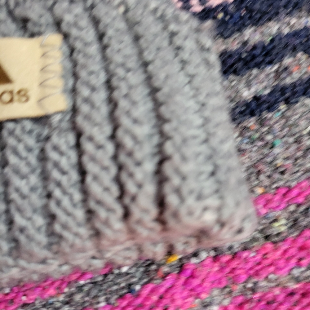 Adidas grey knit winter hat with pom - Picture 2 of 6
